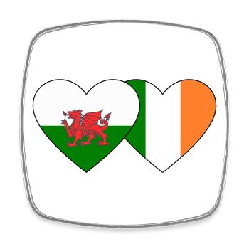 Wales Irland Flagge Herz - Viereckiger Kühlschrankmagnet - Weiß - Vorne