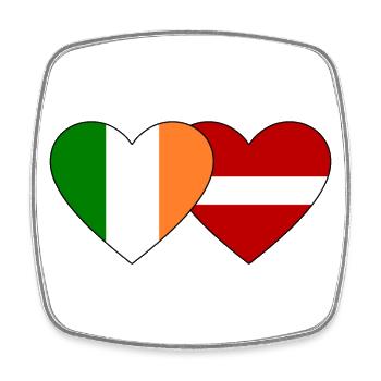 Irlande Lettonie Flag Heart - Magnet carré - blanc - Devant