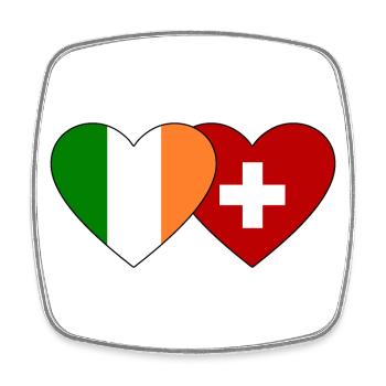 Irland Schweiz Flagge Herz - Viereckiger Kühlschrankmagnet - Weiß - Vorne