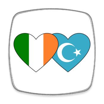 Irland Uiguren Flagge Herz - Viereckiger Kühlschrankmagnet - Weiß - Vorne
