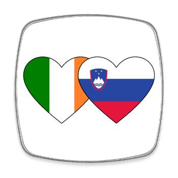 Irland Slowenien Flagge Herz - Viereckiger Kühlschrankmagnet - Weiß - Vorne