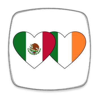 Mexiko Irland Flagge Herz - Viereckiger Kühlschrankmagnet - Weiß - Vorne