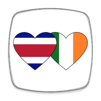 Costa Rica Ireland Flag Heart - Square fridge magnet - white - Front