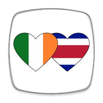 Ireland Costa Rica Flag Heart - Square fridge magnet - white - Front