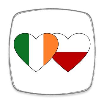 Irland Polen Flagge Herz - Viereckiger Kühlschrankmagnet - Weiß - Vorne