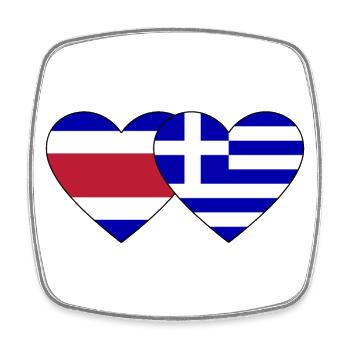 Costa Rica Greece Flag Heart - Square fridge magnet - white - Front
