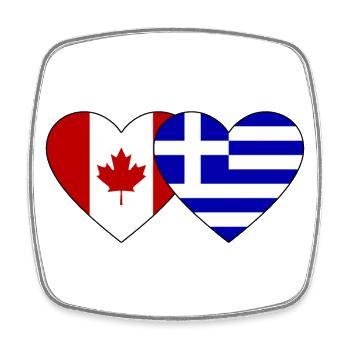 Canada Greece Flag Heart - Square fridge magnet - white - Front
