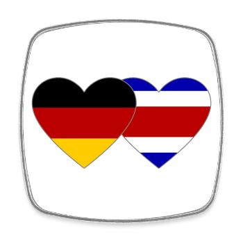 Germany Costa Rica Heart Flag - Square fridge magnet - white - Front