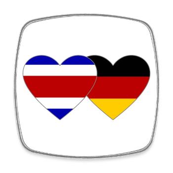 Costa Rica Deutschland Herz Flagge - Viereckiger Kühlschrankmagnet - Weiß - Vorne