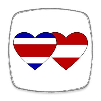 Costa Rica Austria Flag Heart - Square fridge magnet - white - Front