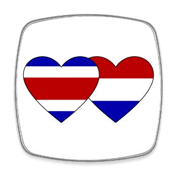 Costa Rica Holland Flag Heart - Square fridge magnet - white - Front