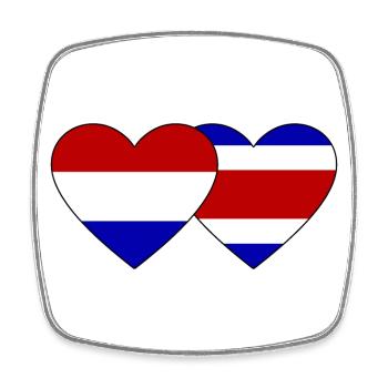 Holland Costa Rica Flag Heart - Square fridge magnet - white - Front