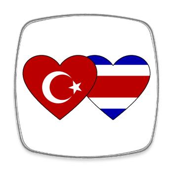 Turkey Costa Rica Flag Heart - Square fridge magnet - white - Front