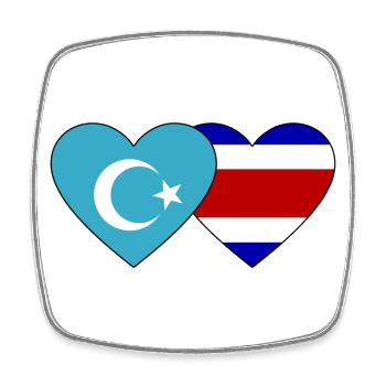 Uyghurs Costa Rica Flag Heart - Square fridge magnet - white - Front