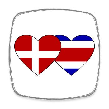 Denmark Costa Rica Flag Heart - Square fridge magnet - white - Front