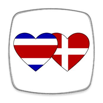 Costa Rica Denmark Flag Heart - Square fridge magnet - white - Front