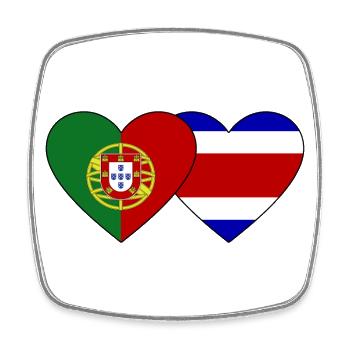 Portugal Costa Rica Flag Heart - Square fridge magnet - white - Front
