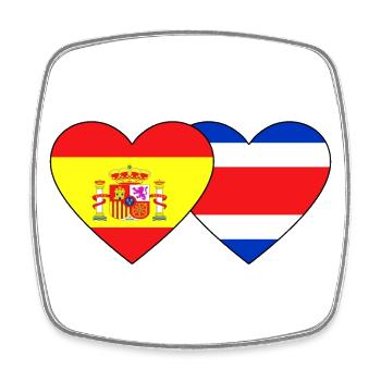 Spain Costa Rica Flag Heart - Square fridge magnet - white - Front