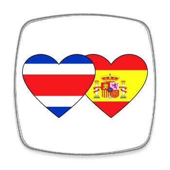 Costa Rica Espagne Drapeau Coeur - Magnet carré - blanc - Devant