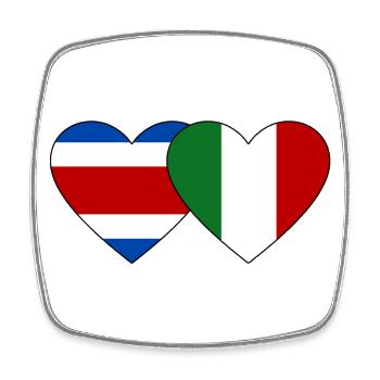Costa Rica Italy Flag Heart - Square fridge magnet - white - Front