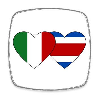 Italy Costa Rica Flag Heart - Square fridge magnet - white - Front