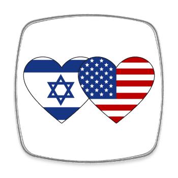 Israel USA Flag Heart - Square fridge magnet - white - Front