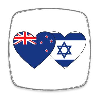 New Zealand Israel Flag Heart - Square fridge magnet - white - Front