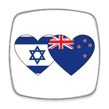 Israel New Zealand Flag Heart - Square fridge magnet - white - Front