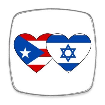 Puerto Rico Israel Flag Heart - Square fridge magnet - white - Front