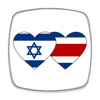 Israël Costa Rica drapeau coeur - Magnet carré - blanc - Devant