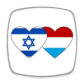 Israël Luxembourg Drapeau Coeur - Magnet carré - blanc - Devant