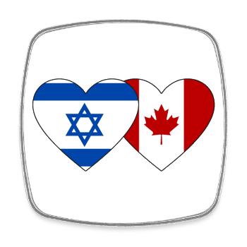 Drapeau d’Israël Canada Coeur - Magnet carré - blanc - Devant