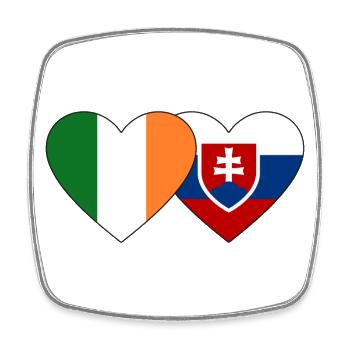 Irland Slowakei Flagge Herz - Viereckiger Kühlschrankmagnet - Weiß - Vorne