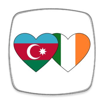 Azerbaijan Ireland Flag Heart - Square fridge magnet - white - Front