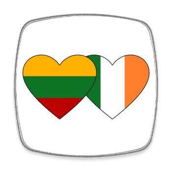 Lithuania Ireland Flag Heart - Square fridge magnet - white - Front