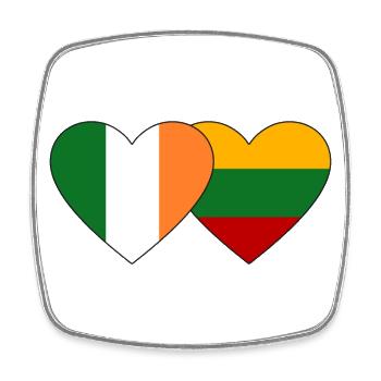 Ireland Lithuania Flag Heart - Square fridge magnet - white - Front