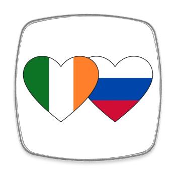 Ireland Russia Flag Heart - Square fridge magnet - white - Front