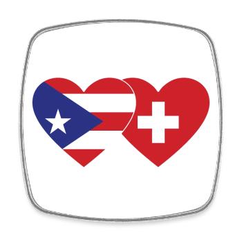 Puerto Rico Schweiz Herz Flagge - Viereckiger Kühlschrankmagnet - Weiß - Vorne