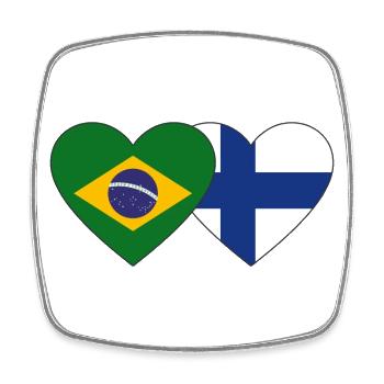 Brasilien Finnland Flagge Herz - Viereckiger Kühlschrankmagnet - Weiß - Vorne