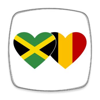 Jamaika Belgien Herz Flagge - Viereckiger Kühlschrankmagnet - Weiß - Vorne