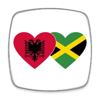 Albanien Jamaika Herz Flagge - Viereckiger Kühlschrankmagnet - Weiß - Vorne