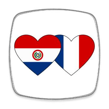 Paraguay France Heart Flag - Square fridge magnet - white - Front
