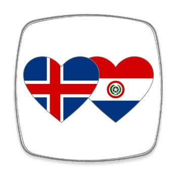 Iceland Paraguay Heart Flag - Square fridge magnet - white - Front