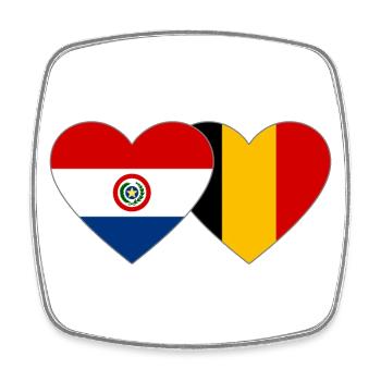 Paraguay Belgium Heart Flag - Square fridge magnet - white - Front