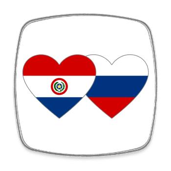 Paraguay Russia Heart Flag - Square fridge magnet - white - Front