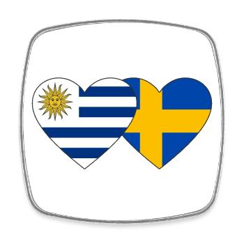 Uruguay Sweden Heart Flag - Square fridge magnet - white - Front