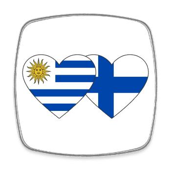 Uruguay Finlande Drapeau du cœur - Magnet carré - blanc - Devant