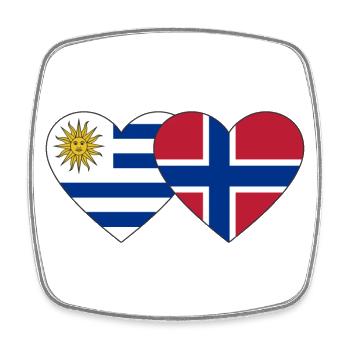 Uruguay Norway Heart Flag - Square fridge magnet - white - Front