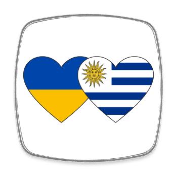 Ukraine Uruguay Herz Flagge - Viereckiger Kühlschrankmagnet - Weiß - Vorne