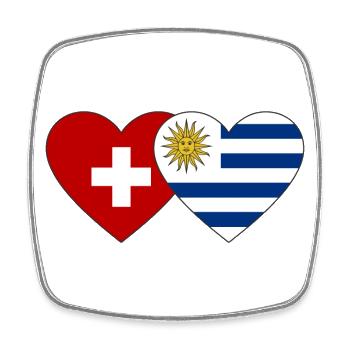 Switzerland Uruguay Flag Heart - Square fridge magnet - white - Front